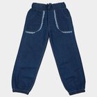 Girls Blue Jogger Fit Lace Trim Jeans, Light Blue, small