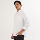 Men's Rich Eggshell White Cotton Classic Collar Casual Shirt, Off White, small