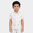 Boys White Cotton Collar Regular Fit Shirt, White, small