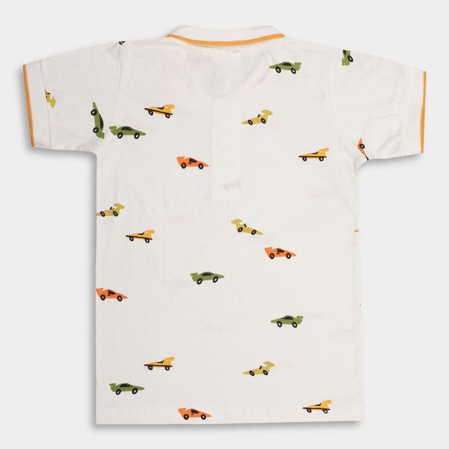 Boys' 100% Cotton Half Sleeves T-Shirt, ऑफ व्हाइट, large