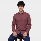 Men's Rust Cotton Long Sleeve Spread Collar Shirt, Rust, small