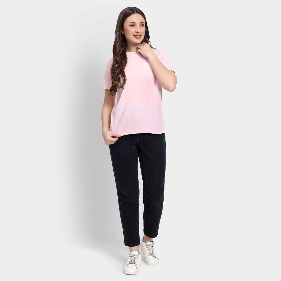 Ladies' Round Neck T-Shirt, गुलाबी, large image number null