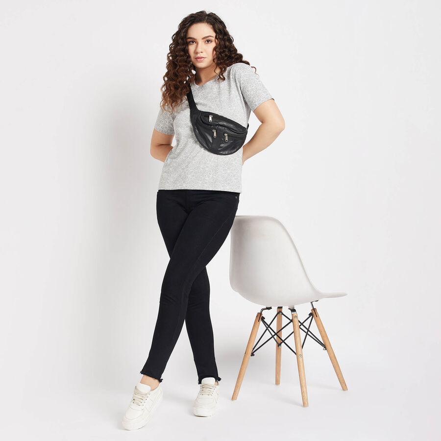 Round Neck T-Shirt, Melange Light Grey, large image number null
