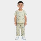 Boys Yellow Cotton Round Neck Graphic Printed Night Suit, पीला, small