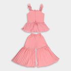 Girls' Soft Pink Sleeveless Festive Top and Palazzo Fusion Set with Dupatta, Peach, small image number null