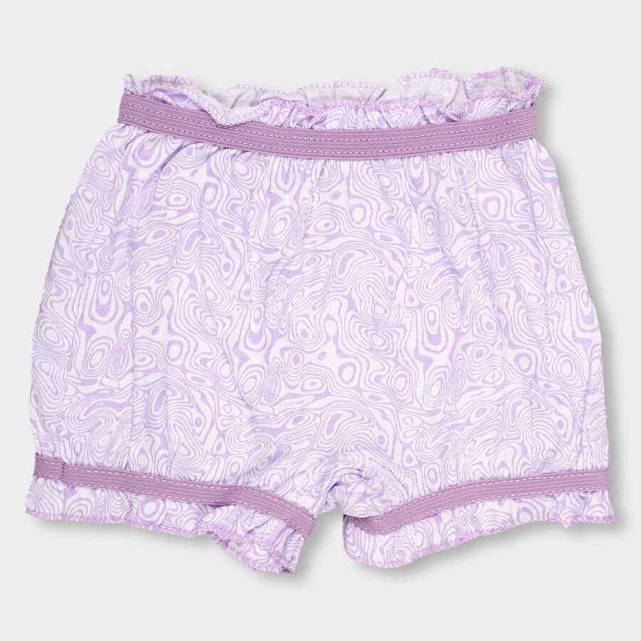 Girls' Soft Lavender Regular Fit Printed Bloomers, Lilac, large image number null