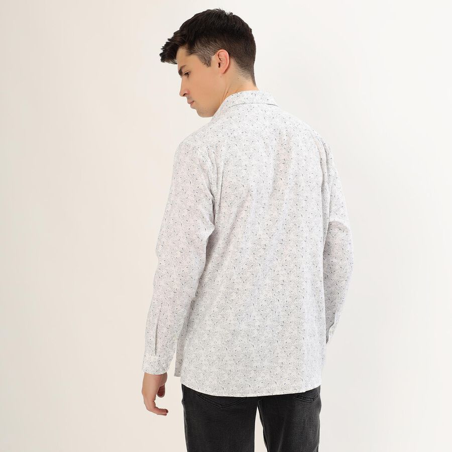 Men's Rich Eggshell White Floral Classic Casual Shirt, White, large image number null