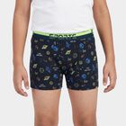 Boys Navy Blue Regular Fit Printed Trunks, नेवी ब्लू, small