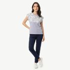 Women Light Blue Round Neck Regular T-Shirt, Light Blue, small
