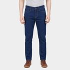 Men's Blue Slim Fit Washed Jeans, Dark Blue, small