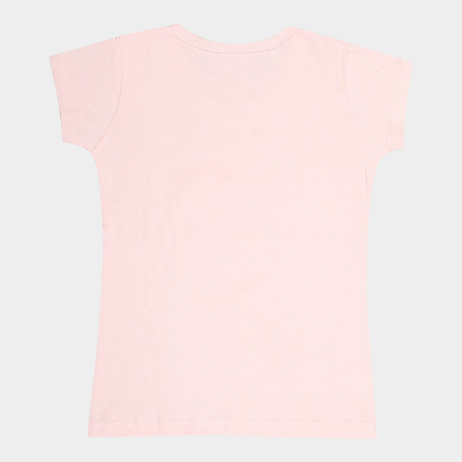 Girls Cotton T-Shirt, Peach, large image number null
