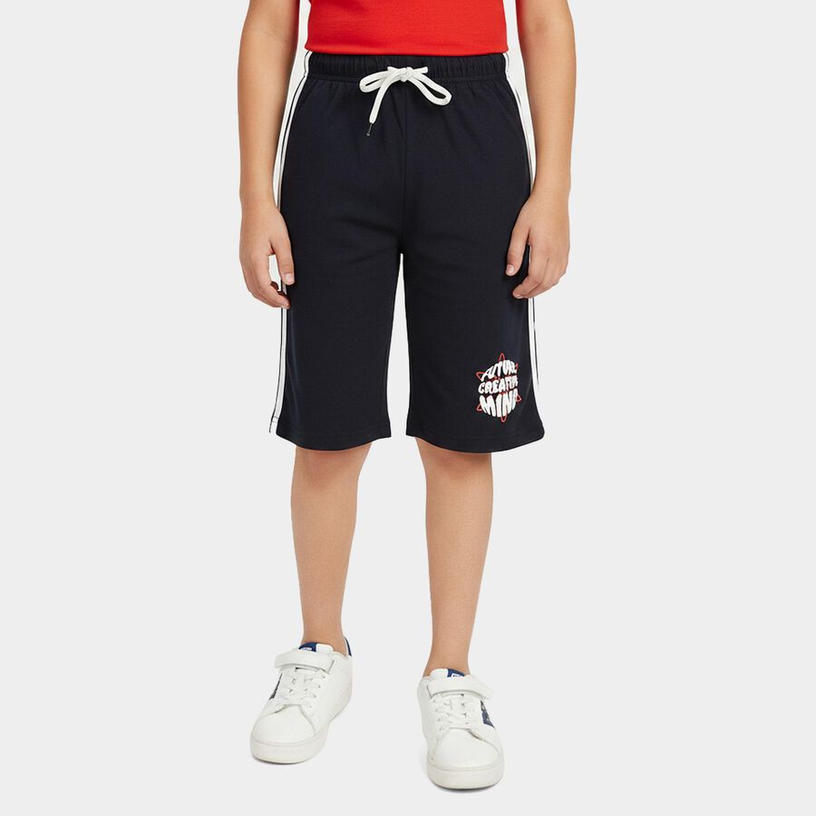 Boys' Navy Blue Regular Fit Casual Jamaican Shorts, Navy Blue, large