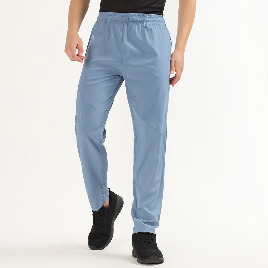 Men's Light Steel Blue Regular Fit Reflective Detail Track Pants, मध्यम नीला, large image number null