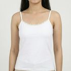 Women's White Cotton Blend Sleeveless Innerwear Slip, सफ़ेद, small