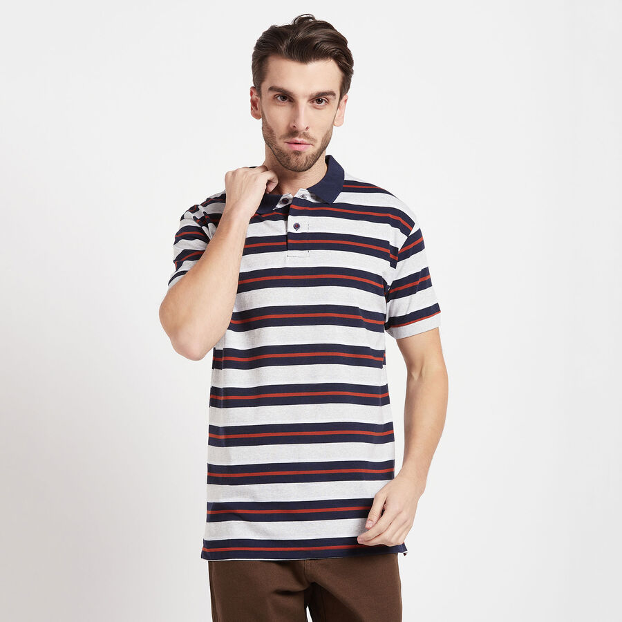 Stripes Polo Shirt, Melange Light Grey, large image number null