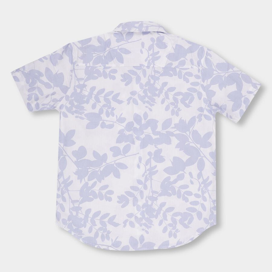 Boys Light Blue and White Cotton Half Sleeve Regular Collar Casual Shirt, Light Blue, large image number null