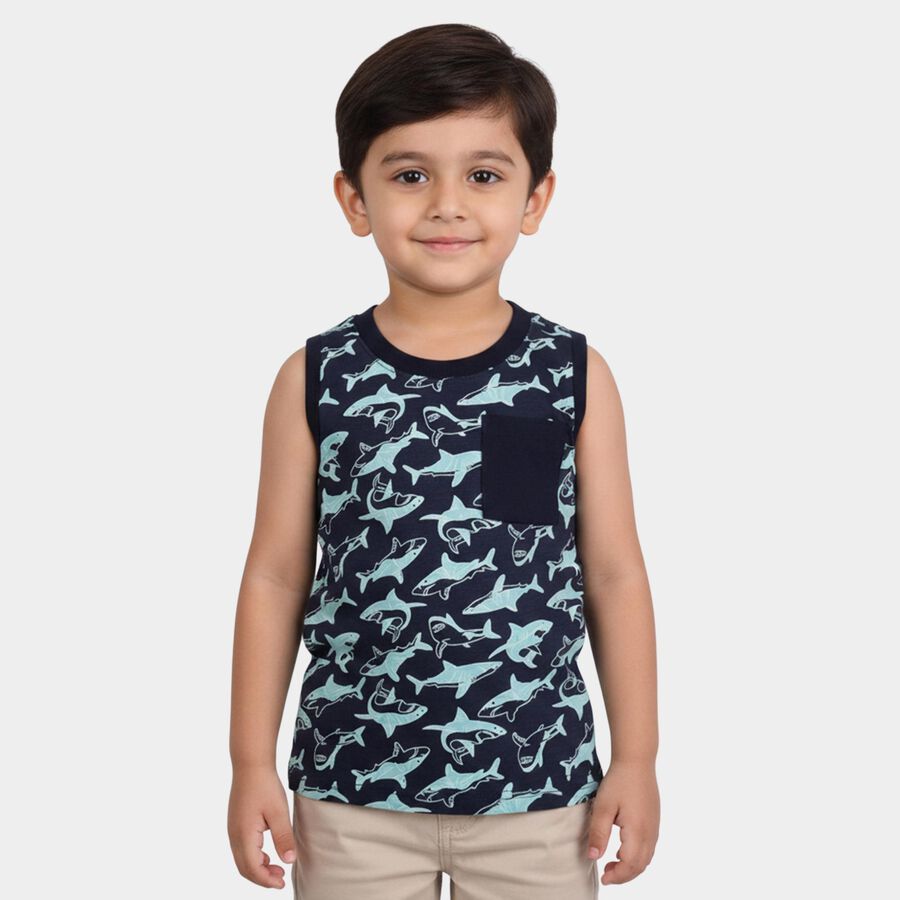 Boys Navy Blue Round Neck Casual Boys T-Shirt, नेवी ब्लू, large