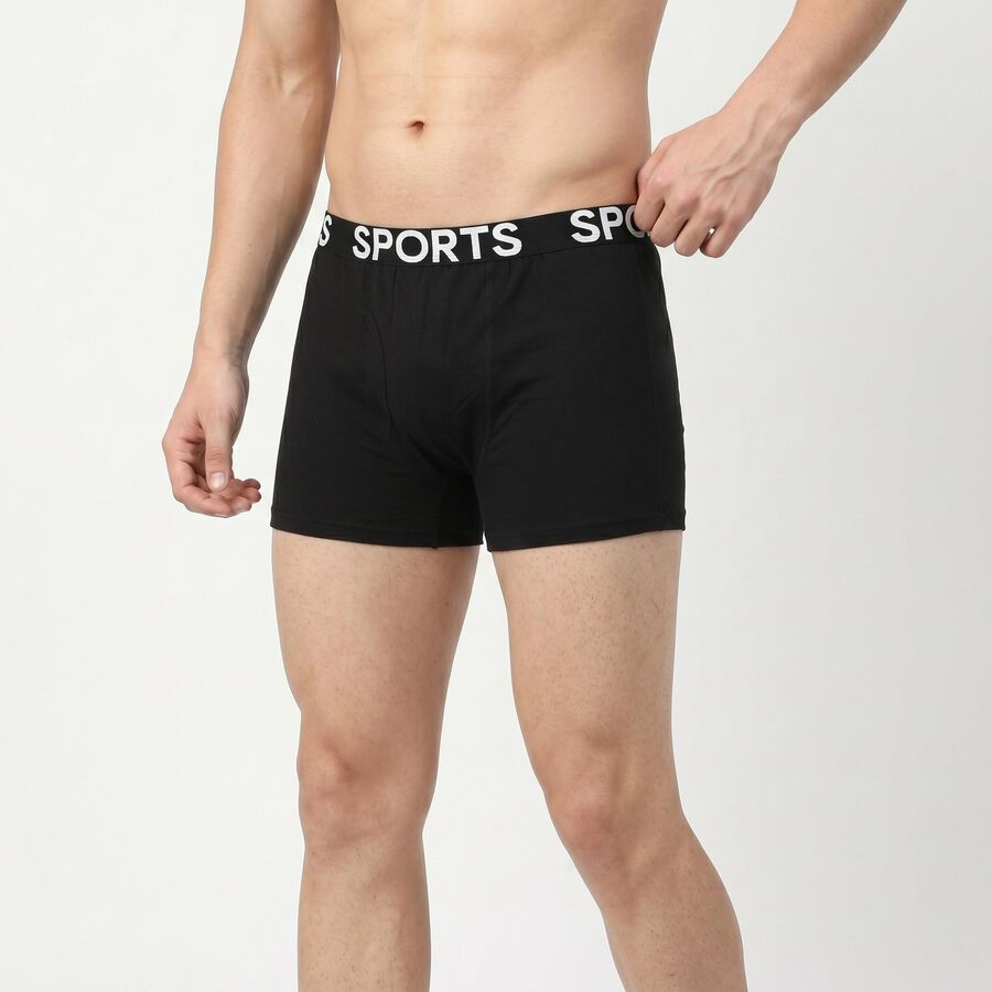 Men's Black Regular Fit Solid Trunks, Black, large