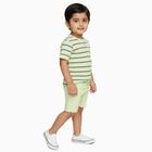 Infants' Light Green Cotton Henley Neck Striped Baba Suit, हल्का हरा, small