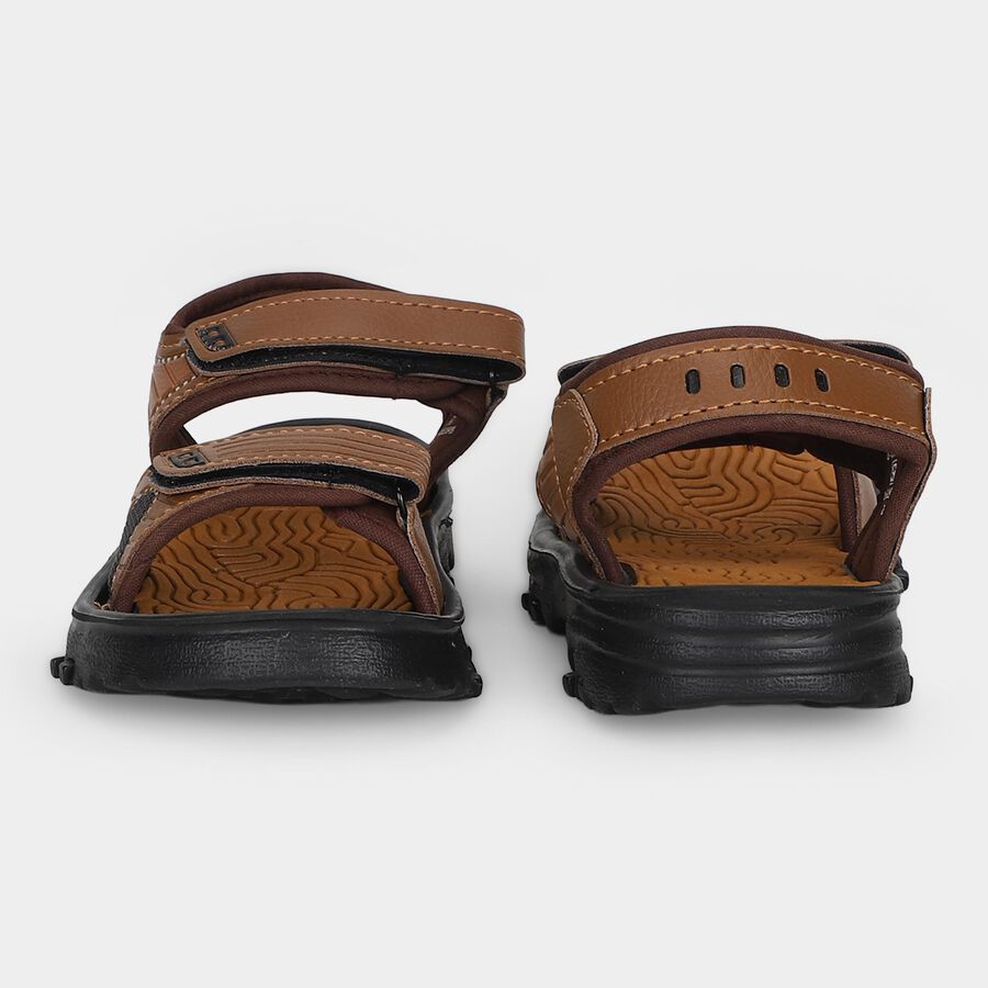 Boys' Brown Velcro Strap Sandals, भूरा, large
