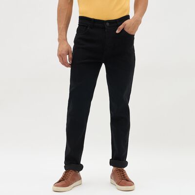 Men's Jet Black Slim Fit Five Pocket Jeans
