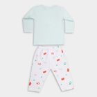Infants' Aqua Cotton Round Neck Graphic Baba Suit, एक्वा, small image number null