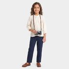 Girls' White Mandarin Neck Regular Blouse, सफ़ेद, small