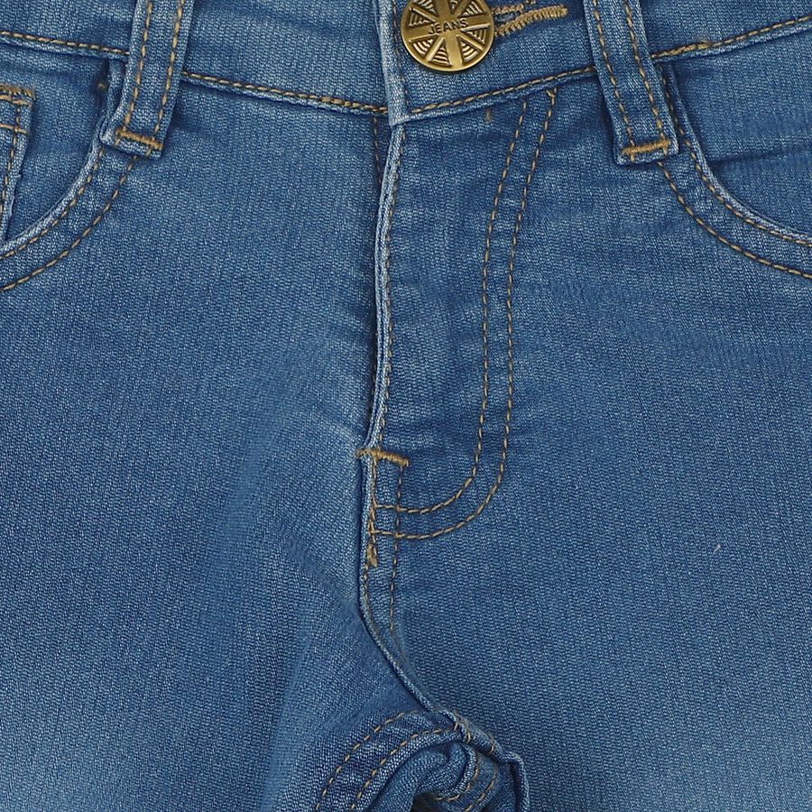Boys Blue Straight Fit Washed Jeans, मध्यम नीला, large