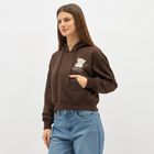 Women's Dark Chocolate Brown Hooded Neck Casual Sweatshirt, Brown, small image number null