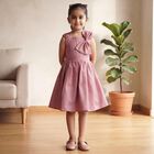 Girls' Pink A-Line Casual Frock, गुलाबी, small