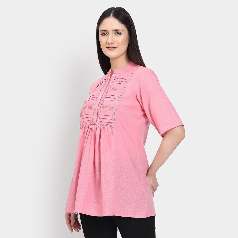 Ladies' 100% Cotton Kurti , गुलाबी, large