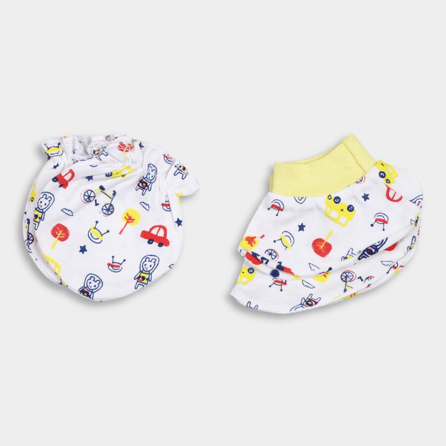 Infants' Cotton Gift Set (Cap, Mittens, Booties), White, large