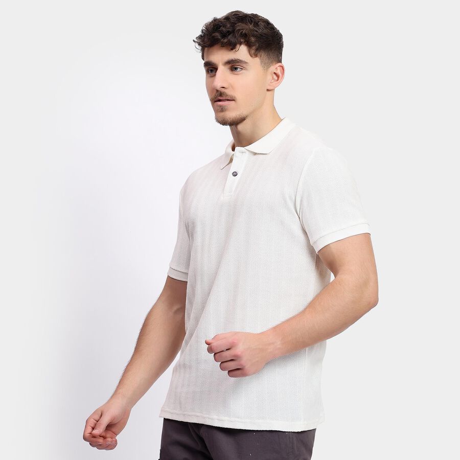 Men's Collared Half Sleeves T-Shirt , Off White, large image number null