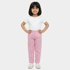 Girls' Pink Regular Fit Bow Printed Cotton Blend Pyjama, हल्का गुलाबी, small