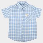 Boys Light Blue Cotton Checked Casual Shirt, हल्का नीला, small