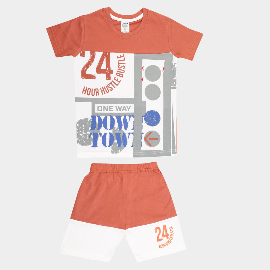 Boys Cut & Sew Baba Suit, Brown, large image number null