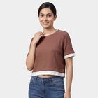 Women's Beige Mock Neck Minimalist Top, Beige, small