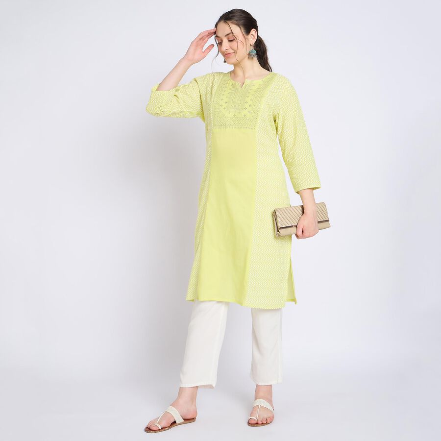 Ladies' 100% Cotton Kurta , हल्का हरा, large image number null