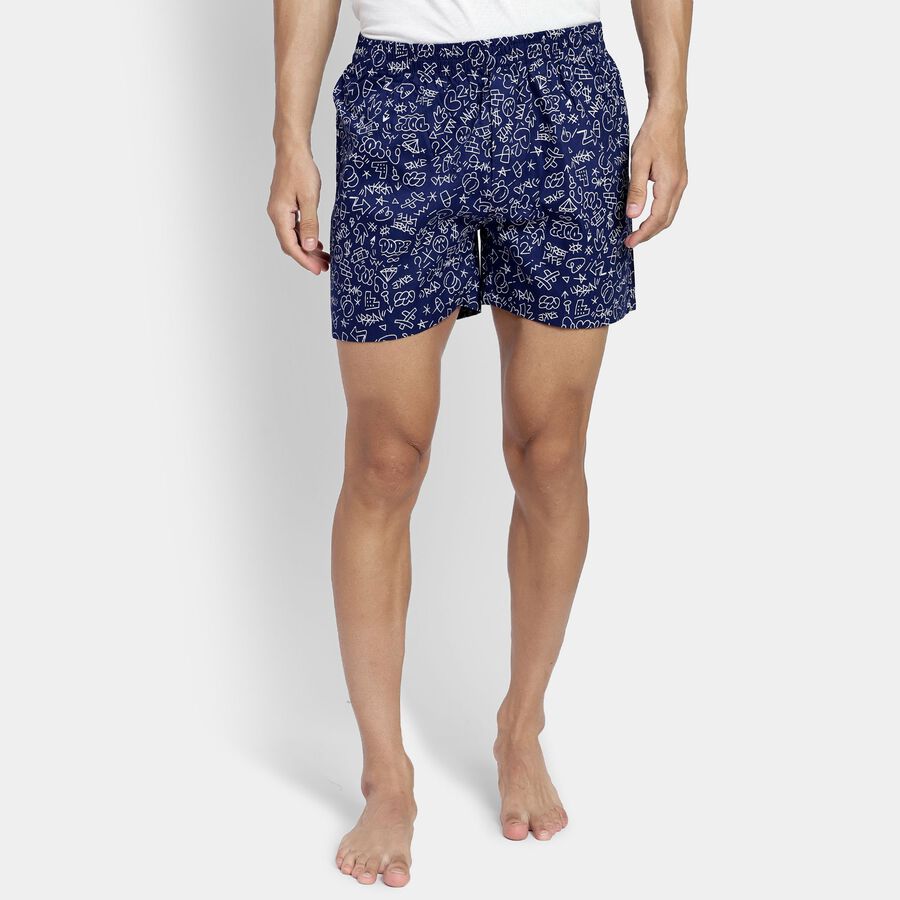 Men's 100% Cotton Boxers, Navy Blue, large image number null