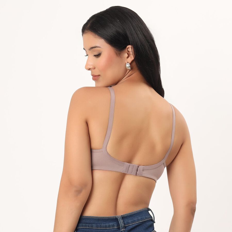 Women's Brown Cotton Blend Non-Padded Wire-Free Bra, Brown, large