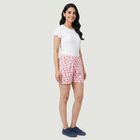 Women's Pink Regular Fit Floral Printed Shorts, Pink, small