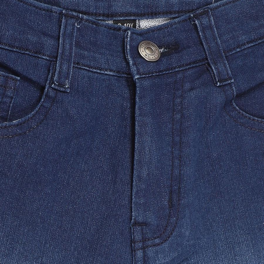 Boys' Stonewashed Blue Regular Fit Jeans, गहरा नीला, large image number null