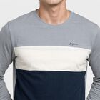 Men Melange Blue Crew Neck Regular T-Shirt, मिश्रित नीला, small