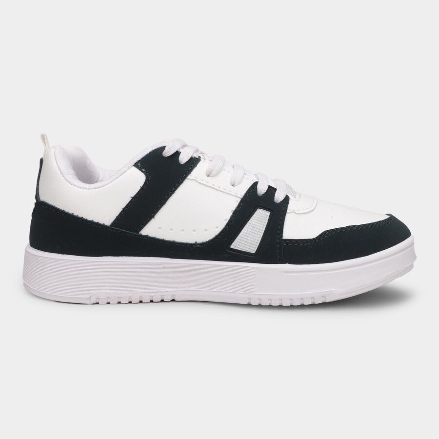 Men's Navy and White Lace-Up Casual Sneakers, Navy Blue, large