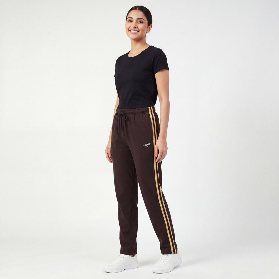 Women's Brown Regular Fit Minimal Track Pants, Brown, large