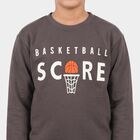 Boys' Charcoal Crew Neck Pullover Sweatshirt, चारकोल, small