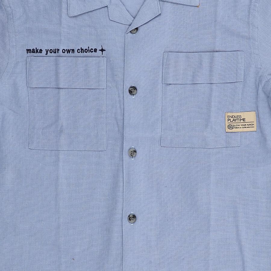 Boys' Casual Shirt, Mid Blue, large image number null
