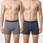 Men's Navy Blue Regular Fit Printed Trunks, नेवी ब्लू, small