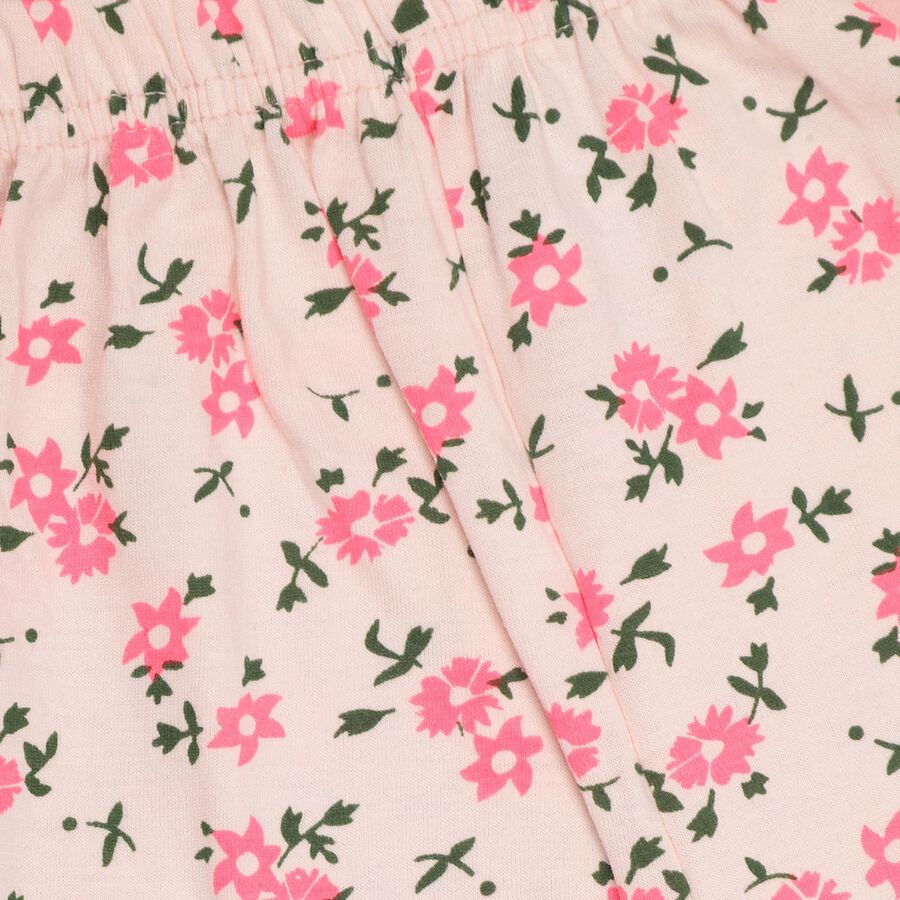 Girls' Light Pink Floral Printed Cotton Blend Pyjama, Light Pink, large image number null