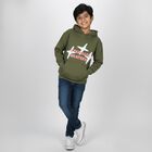 Boys Olive Green Hooded Neck Casual Sweatshirt, Olive, small image number null